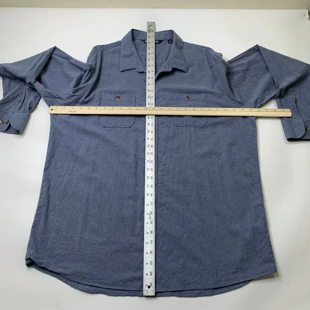 Travis Mathew Shirt Mens 2XL Blue Gray Cloud Flannel Button Up Lighweight Pocket